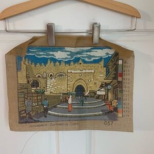Painted Needlework Canvas of The Jerusalem Damascus Gate